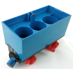 Train Battery Box Car with Two Contact Holes, Red Switch Lever, Blue and Red Magnets, and Red Wheels - Blue