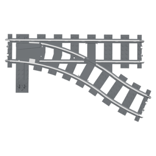 Деталь LEGO 2859c01 Train, Track 9V Switch Point Right - Dark Bluish Gray
