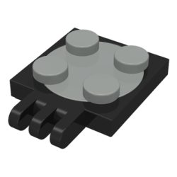Turntable 2 x 2 Plate with Hinge with 3 Fingers with Light Gray Top (251 / 3679) - Black Turntable 2 x 2 Plate with Hinge with 3 Fingers with Light Gray Top (251 / 3679) - Black