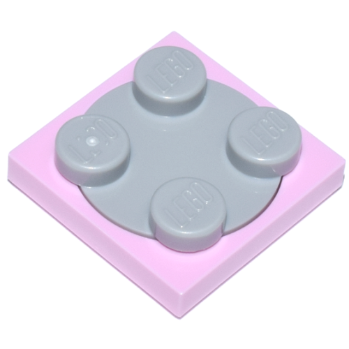 Деталь LEGO 3680c02 Turntable 2 x 2 Plate with Light Bluish Gray Top (3680 / 3679) - Bright Pink