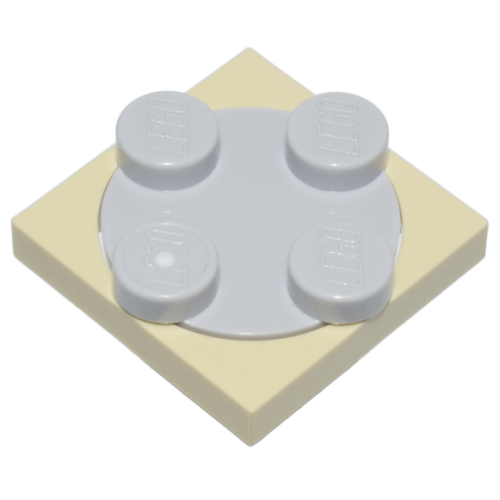 Деталь LEGO 3680c02 Turntable 2 x 2 Plate with Light Bluish Gray Top (3680 / 3679) - Tan