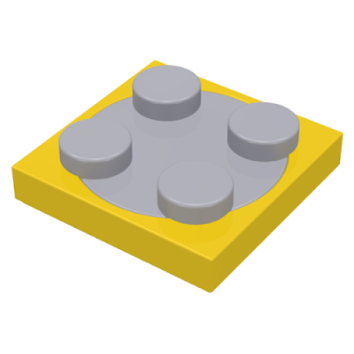 Деталь LEGO 3680c02 Turntable 2 x 2 Plate with Light Bluish Gray Top (3680 / 3679) - Yellow