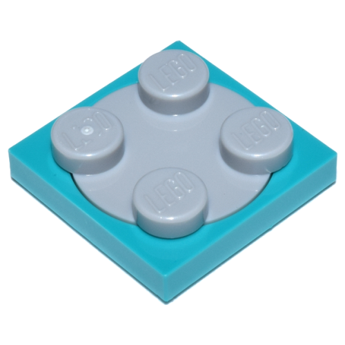 Деталь LEGO 3680c02 Turntable 2 x 2 Plate with Light Bluish Gray Top (3680 / 3679) - Dark Turquoise