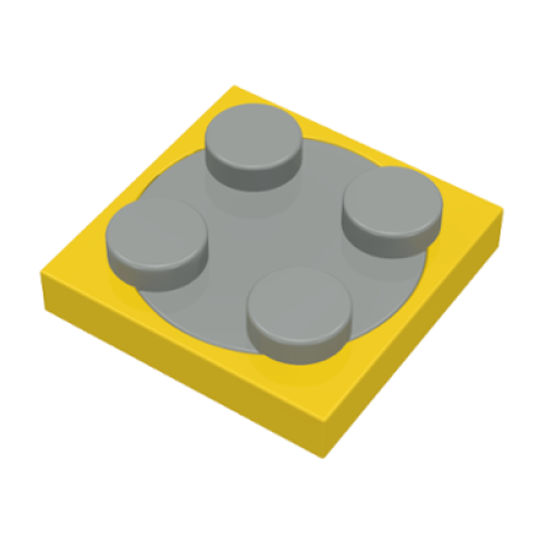 Деталь LEGO 3680c01 Turntable 2 x 2 Plate with Light Gray Top (3680 / 3679) - Yellow