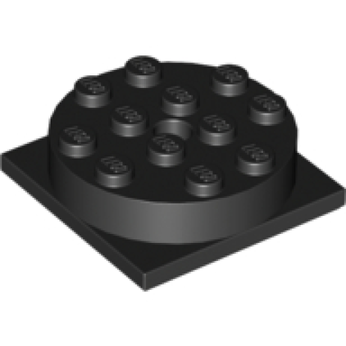 Деталь LEGO 3403c01 Turntable 4 x 4 Square Base with (Same Color) Top (3403 / 3404) - Black