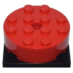 Turntable 4 x 4 x 1 1/3 with Black Square Base, Locking (87081 / 61485) - Red Turntable 4 x 4 x 1 1/3 with Black Square Base, Locking (87081 / 61485) - Red
