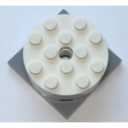 Turntable 4 x 4 x 1 1/3 with Light Bluish Gray Square Base, Locking (87081 / 61485) - White Turntable 4 x 4 x 1 1/3 with Light Bluish Gray Square Base, Locking (87081 / 61485) - White