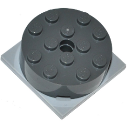 Turntable 4 x 4 x 1 1/3 with Light Bluish Gray Square Base, Locking (87081 / 61485) - Dark Bluish Gray Turntable 4 x 4 x 1 1/3 with Light Bluish Gray Square Base, Locking (87081 / 61485) - Dark Bluish Gray