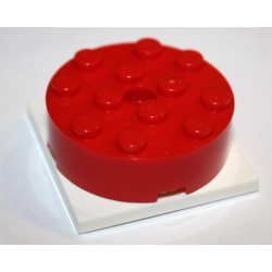 Turntable 4 x 4 x 1 1/3 with White Square Base, Locking (87081 / 61485) - Red Turntable 4 x 4 x 1 1/3 with White Square Base, Locking (87081 / 61485) - Red