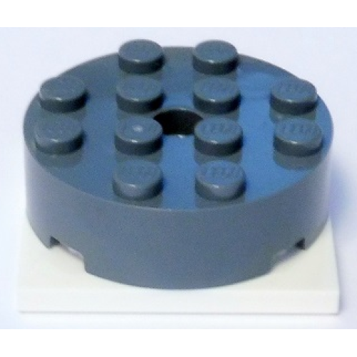 Деталь LEGO 87081c02 Turntable 4 x 4 x 1 1/3 with White Square Base, Locking (87081 / 61485) - Dark Bluish Gray