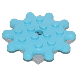 Turntable 4 x 4 x 2/3 Gear 10 Tooth with Light Bluish Gray Square Base, Free-Spinning (35443 / 61485) - Medium Azure Turntable 4 x 4 x 2/3 Gear 10 Tooth with Light Bluish Gray Square Base, Free-Spinning (35443 / 61485) - Medium Azure
