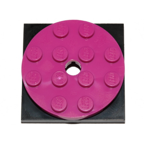 Деталь LEGO 60474c01 Turntable 4 x 4 x 2/3 with Black Square Base, Free-Spinning (60474 / 61485) - Magenta