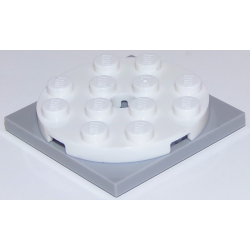 Turntable 4 x 4 x 2/3 with Light Bluish Gray Square Base, Free-Spinning (60474 / 61485) - White Turntable 4 x 4 x 2/3 with Light Bluish Gray Square Base, Free-Spinning (60474 / 61485) - White
