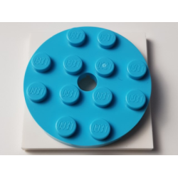 Turntable 4 x 4 x 2/3 with White Square Base, Free-Spinning (60474 / 61485) - Medium Azure Turntable 4 x 4 x 2/3 with White Square Base, Free-Spinning (60474 / 61485) - Medium Azure
