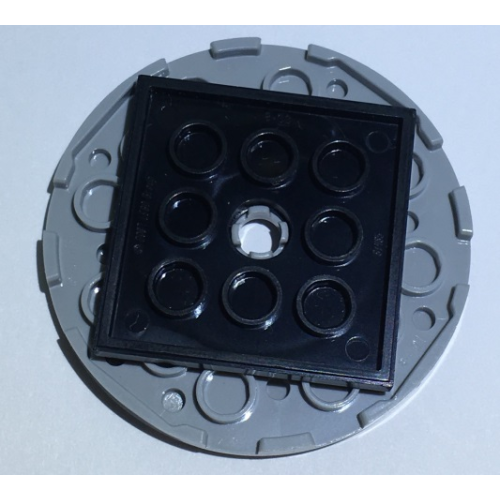 Деталь LEGO 11213c02 Turntable 6 x 6 x 2/3 with Black Square Base, Free-Spinning (11213 / 61485) - Light Bluish Gray