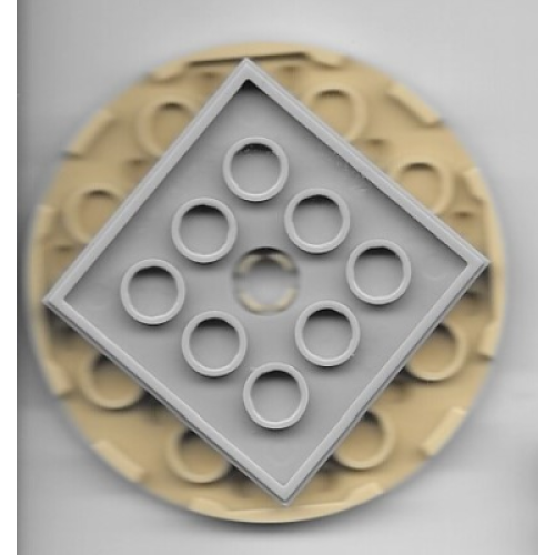 Деталь LEGO 11213c01 Turntable 6 x 6 x 2/3 with Light Bluish Gray Square Base, Free-Spinning (11213 / 61485) - Tan