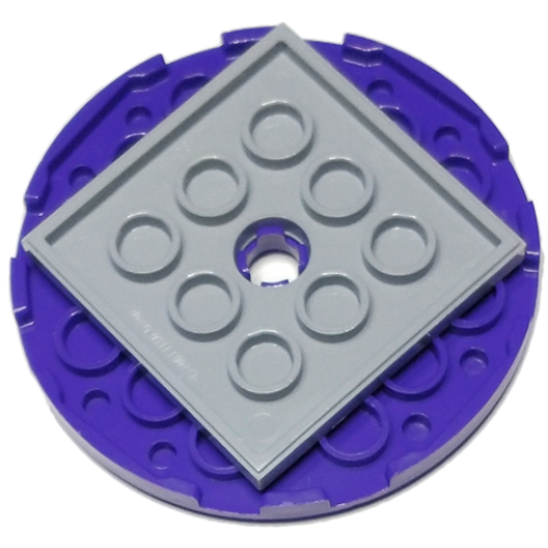 Деталь LEGO 11213c01 Turntable 6 x 6 x 2/3 with Light Bluish Gray Square Base, Free-Spinning (11213 / 61485) - Dark Purple
