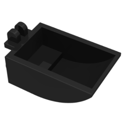 Vehicle, Digger Bucket 2 x 3 Curved Bottom, Hollow, with 2 Fingers Hinge - Black