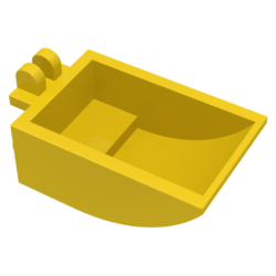 Vehicle, Digger Bucket 2 x 3 Curved Bottom, Hollow, with 2 Fingers Hinge - Yellow