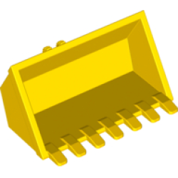 Vehicle, Digger Bucket 7 Teeth 3 x 6 with Locking 2 Finger Hinge - Yellow
