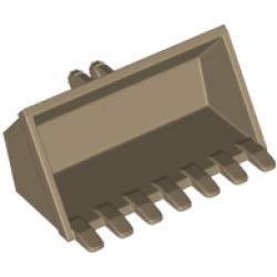 Vehicle, Digger Bucket 7 Teeth 3 x 6 with Locking 2 Finger Hinge - Dark Tan