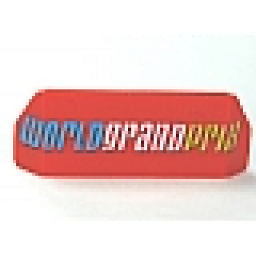 Деталь LEGO 98834pb01 Vehicle, Spoiler with Bar Handle with 'WORLD GRAND PRIX' Pattern (Undetermined Type) - Red