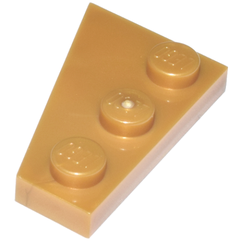 Деталь LEGO 43722 Wedge, Plate 3 x 2 Right - Pearl Gold