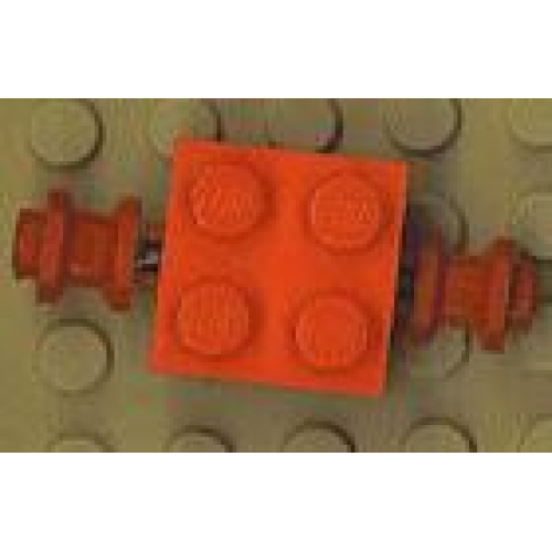 Деталь LEGO 3137c02 Brick, Modified 2 x 2 with Red Wheels for Dually Tire - Red