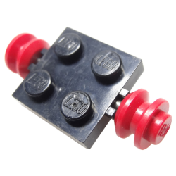Plate, Modified 2 x 2 with Red Wheels - Black Plate, Modified 2 x 2 with Red Wheels - Black