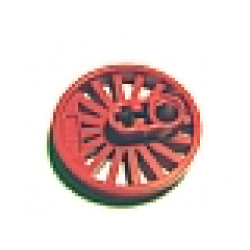Train Wheel RC, Spoked with Technic Axle Hole and Counterweight, 30 mm D. (Blind Driver) - Red