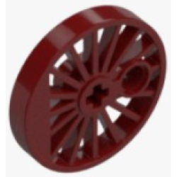 Train Wheel RC, Spoked with Technic Axle Hole and Counterweight, 30 mm D. (Blind Driver) - Dark Red