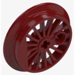 Train Wheel RC, Spoked with Technic Axle Hole and Counterweight, 37 mm D. (Flanged Driver) - Dark Red