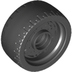 Wheel 24 x 12 with Pin Hole with Molded Black Hard Rubber Tire Pattern - Black