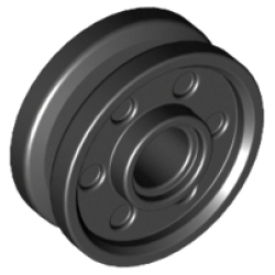 Wheel 18mm D. x 8mm with Fake Bolts and Deep Spokes with Inner Ring - Black Wheel 18mm D. x 8mm with Fake Bolts and Deep Spokes with Inner Ring - Black