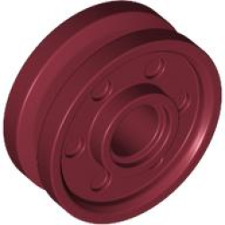 Wheel 18mm D. x 8mm with Fake Bolts and Deep Spokes with Inner Ring - Dark Red Wheel 18mm D. x 8mm with Fake Bolts and Deep Spokes with Inner Ring - Dark Red