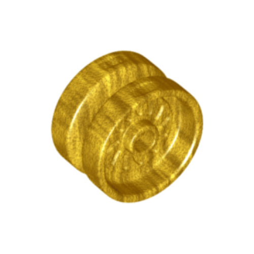 Деталь LEGO 18976 Wheel 18mm D. x 12mm with Axle Hole and Stud, Solid Brake Rotor Lines - Pearl Gold