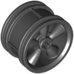 Wheel 30.4mm D. x 20mm with No Pin Holes and 5 Large Spokes - Black