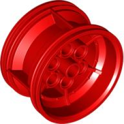 Wheel 43.2mm D. x 26mm Technic Racing Small, 6 Pin Holes - Red Wheel 43.2mm D. x 26mm Technic Racing Small, 6 Pin Holes - Red