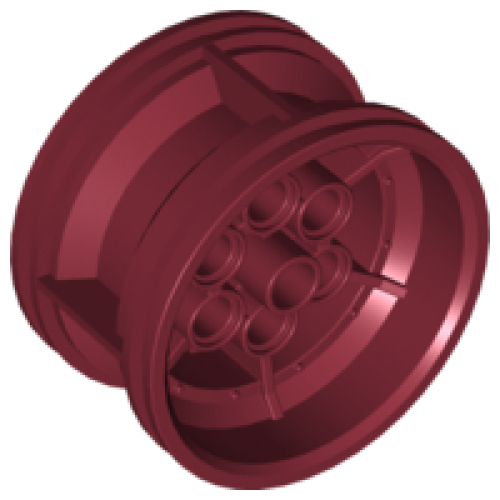 Деталь LEGO 56908 Wheel 43.2mm D. x 26mm Technic Racing Small, 6 Pin Holes - Dark Red
