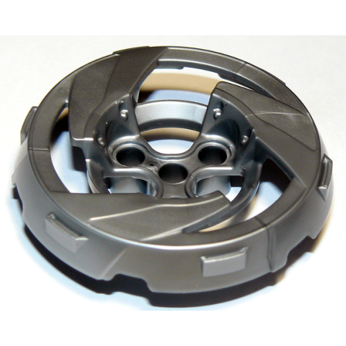 Деталь LEGO 41179 Wheel Cover 3 Mag Spoke with 4 Pin Holes - Flat Silver