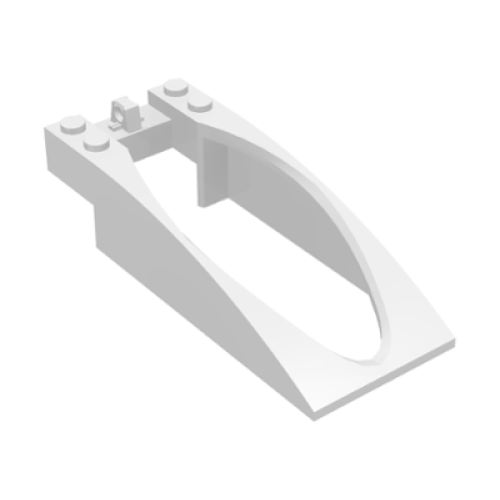 Деталь LEGO 47843 Windscreen 10 x 4 x 2 Curved with Bubble Cutout and Single Hinge Finger - White