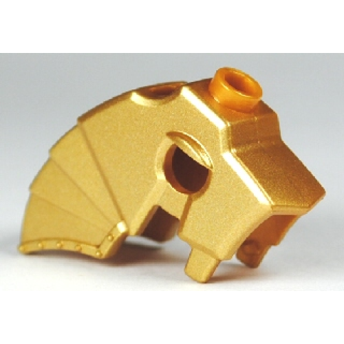 Деталь LEGO 89524 Horse Battle Helmet, Stud on Top and 3 Neck Plates (Unicorn) - Metallic Gold