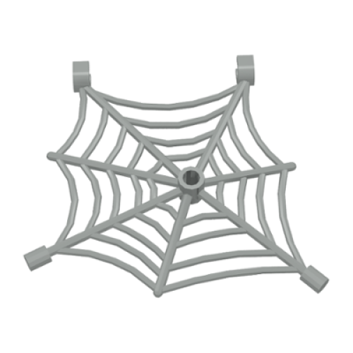 Деталь LEGO 30240 Spider Web Flat with Hollow Stud, Bar Ends, and Clips - Light Gray