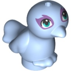 Bird, Friends Style with Dark Turquoise Eyes and Medium Lavender Eye Patches Pattern - Bright Light Blue