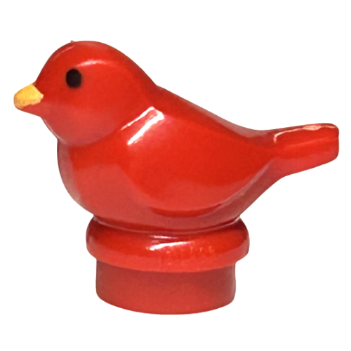 Деталь LEGO 41835pb01 Bird, Small with Black Eyes and Bright Light Orange Beak Pattern - Red
