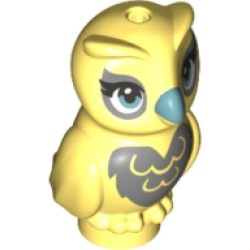 Owl, Friends Style with Metallic Light Blue Beak and Silver on Chest, Back, and Around Eyes Pattern - Bright Light Yellow Owl, Friends Style with Metallic Light Blue Beak and Silver on Chest, Back, and Around Eyes Pattern - Bright Light Yellow
