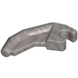 Barb / Claw / Horn / Tooth with Clip, Angled - Flat Silver