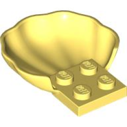 Clam / Scallop Shell with 4 Studs - Bright Light Yellow