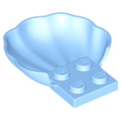 Clam / Scallop Shell with 4 Studs - Bright Light Blue