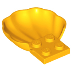 Clam / Scallop Shell with 4 Studs - Bright Light Orange